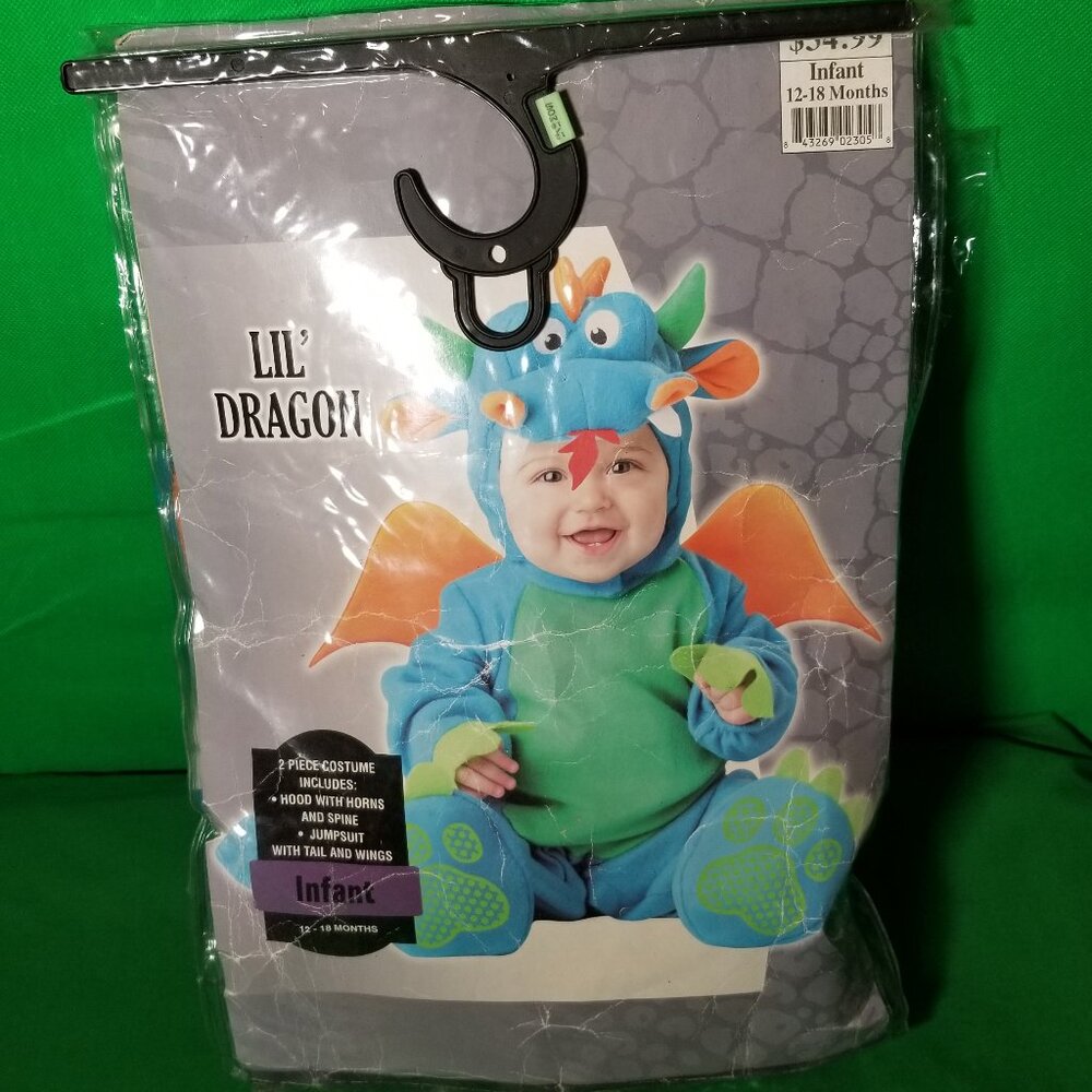 InCharacter Plush Dinky Dragon Infant Costume 12-18 Months (Missing Head Piece)